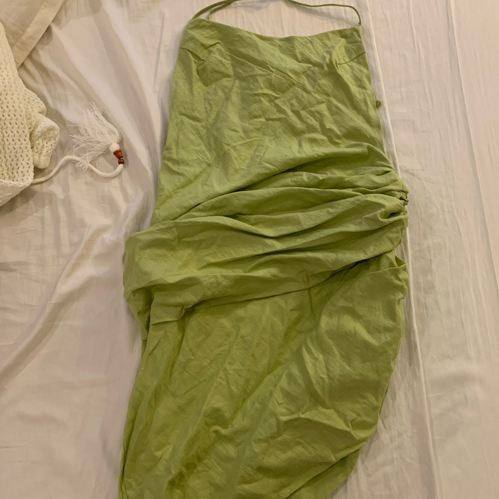 NWOT Green Asymmetrical Backless Summer Dress - Picture 4 of 5
